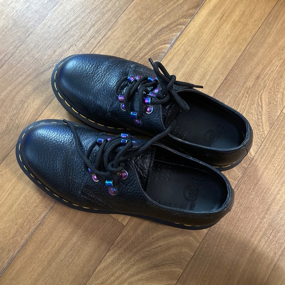 Dr. Martens 1461 Iridescent Hardware Black Milled Napa Leather Oxfords Women 7 - Picture 4 of 16